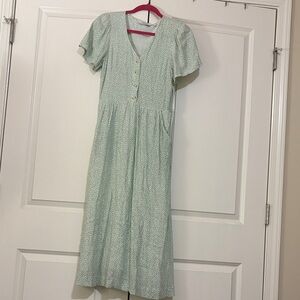 & Other Stories Light Green Button-Up Midi Dress